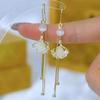Niche Fashion Design Sense, One Leaf Gets Rich, Ginkgo Biloba Anti-loss Earphones, Advanced Sense Shows Face, Thin and Long Fringed Earrings