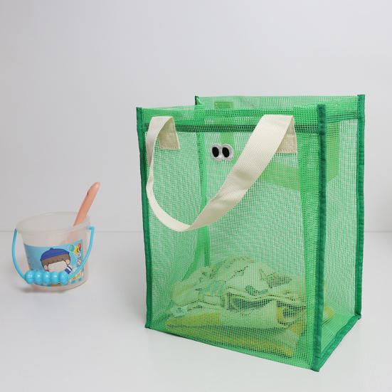 Storage Bag with Handle Large Capacity Hollow Mesh Breathable Multipurpose Clothes Toys Organizer Tote Bag