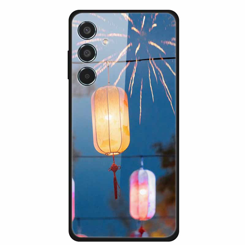 Glass Cellphone Case For Samsung Galaxy M35 Hard Plastic Back Cover For Samsung M 35 Flowers Painted Cases Fundas Shell Shield