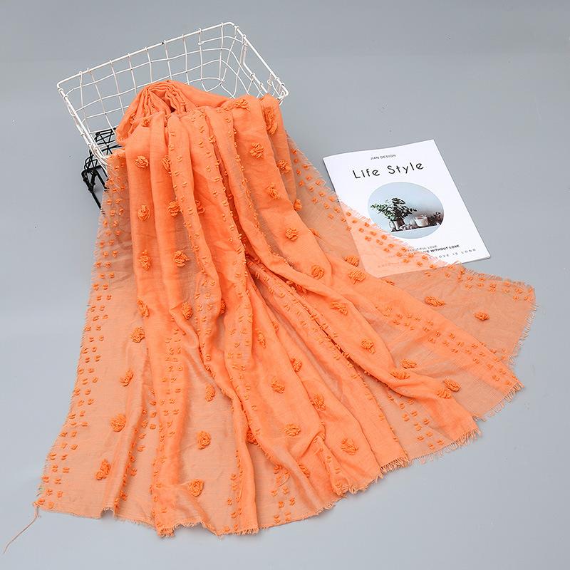 

Роскошный помпон хлопковый хиджаб шарф женский длинный платок мусульманская повязка на голову макси исламский Sjaal Femme Bufandas 185*80 см