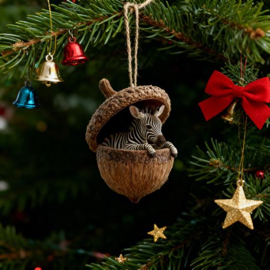 Yousheng Forest Animal Acorn Ornament 2D Acrylic Cozy Forest Christmas Ornament Woodland Creature Hanging Decoration for Xmas Tree Holiday Decor