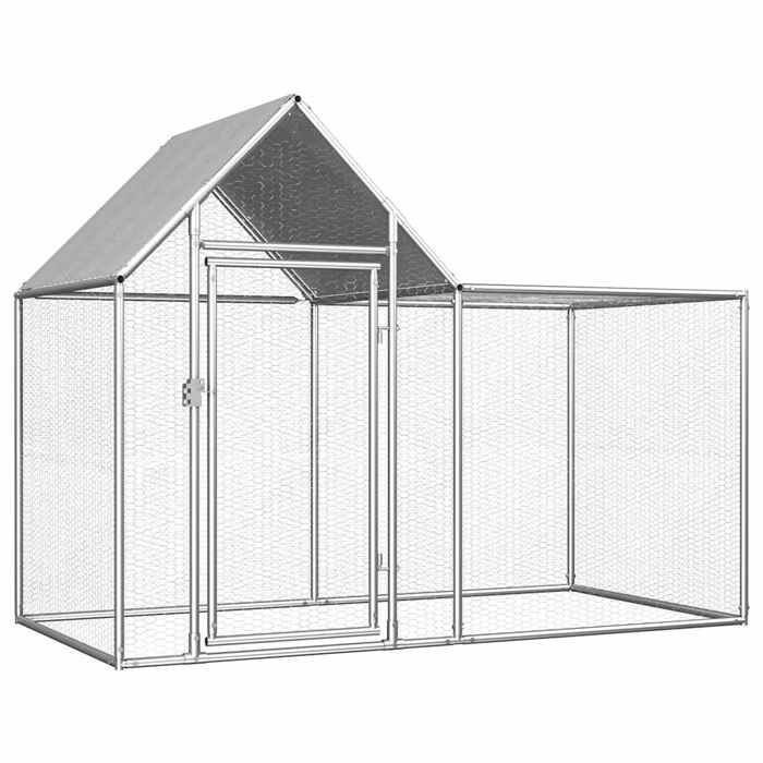 VidaXL Poulailler Enclos Clapier Cage Animaux Lapin Canard 2x1x1,5 m Acier 144553