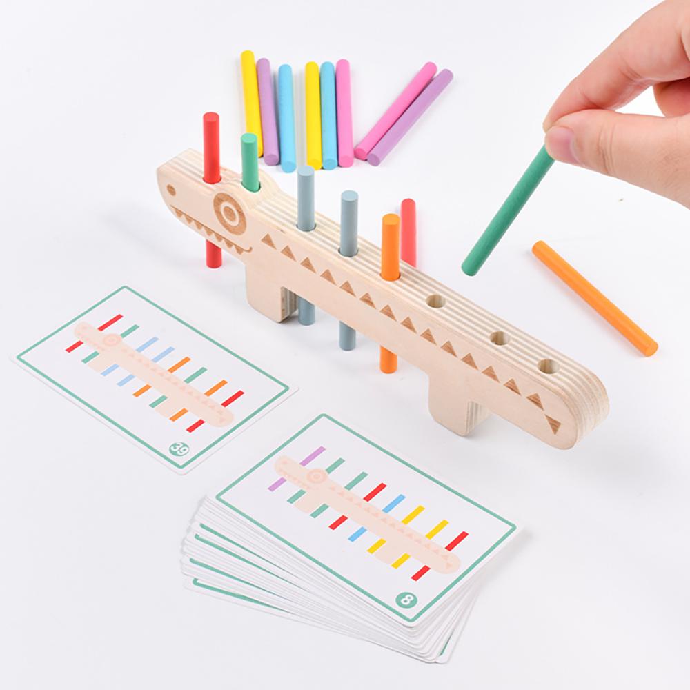 Wooden Montessori Color Matching Game For Toddlers Color Cognition Educational Toys Fine Motor Training Stick Balance Games