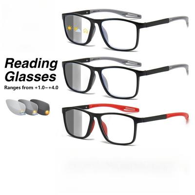 Sports Color Changing Reading Glasses 4 Piece Set Photochromic Unisex Comfortable for Men Women