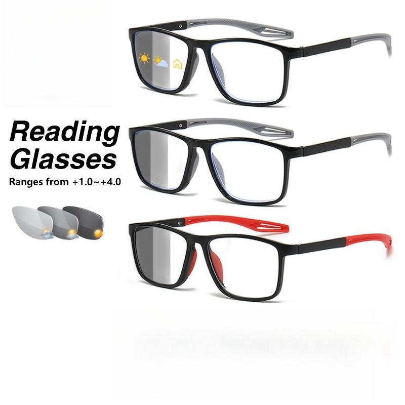 4 Piece Set of Sports Color Changing Reading Glasses Pochromic and Comfortable for Both Men and Women