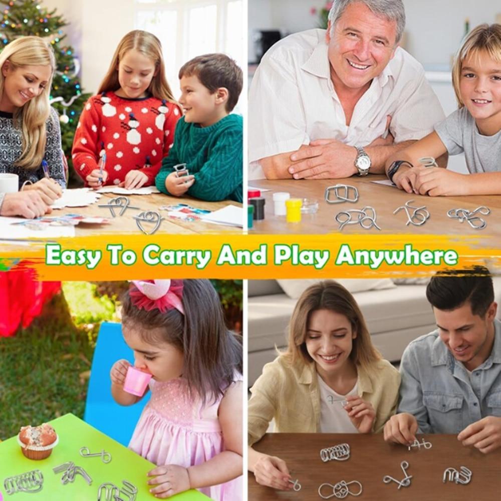 24-Piece Magnetic Puzzle Set, Educational Brain Teaser, Steel Silver Metal Decoder Toy for Adults & Kids Stress Relief