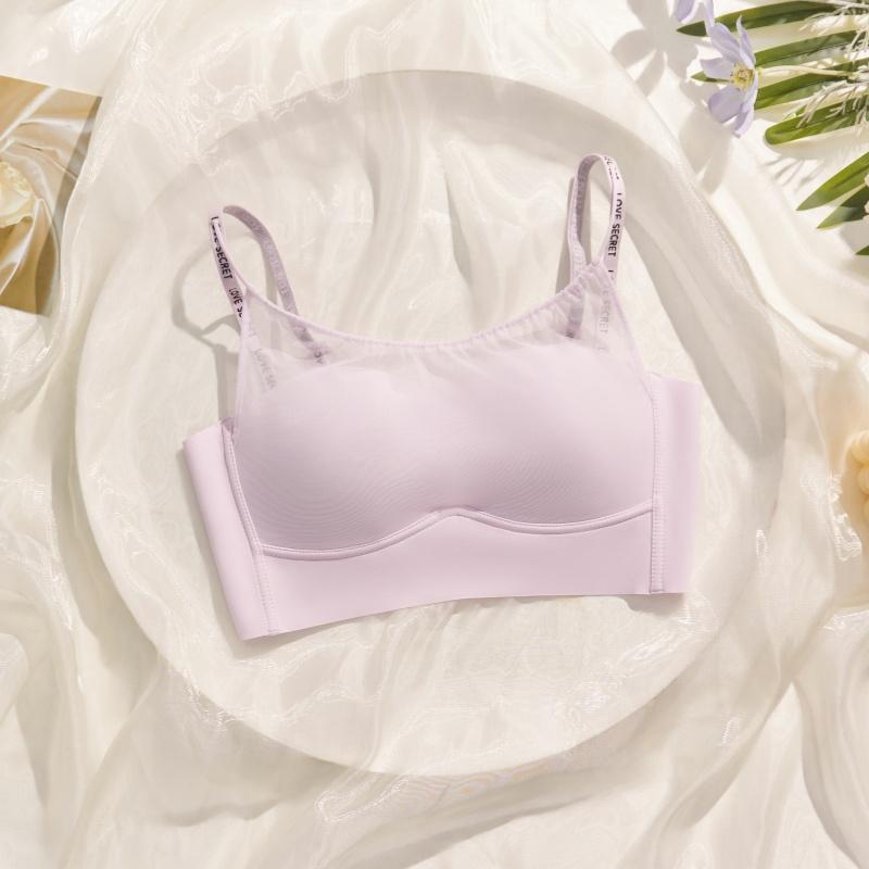 Women's Summer Mesh Stitching Together Thin Shoulder Strap Back Anti Slip Traceless Anti Sagging Underwear