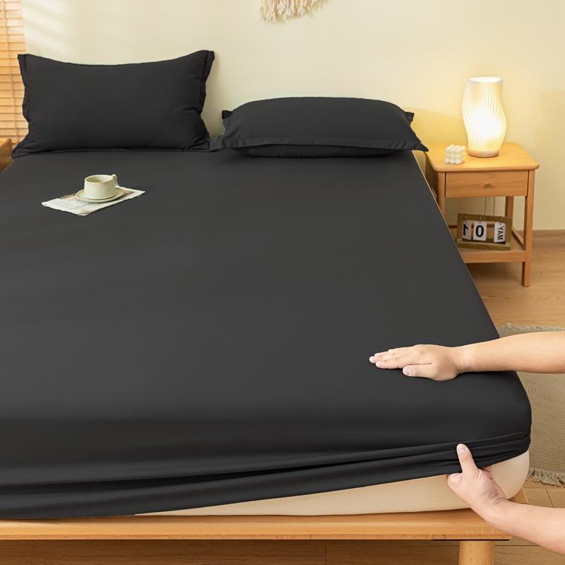 Brushed Washed Cotton Fitted Sheet, All Seasons Full Wrap Mattress Protector Cover with Pillowcase, Dustproof Anti-Dirty Bed Linen
