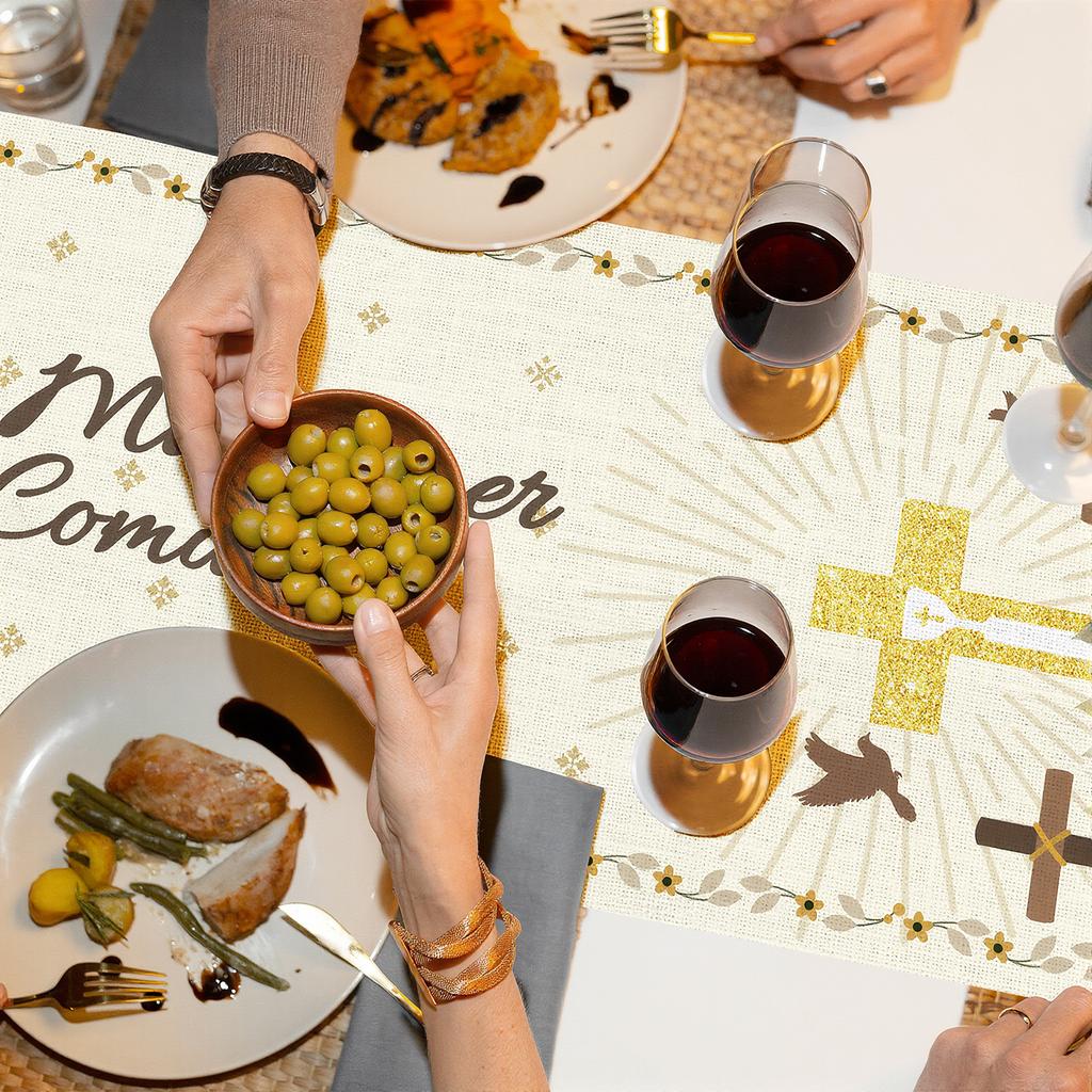 Mi Primera Comunion Table Runner My First Holy Communion Spanish Christening Holiday Kitchen Dining Table Decoration For Home Ki