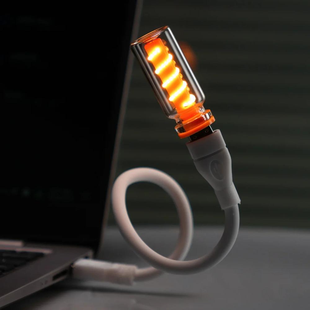 5V USB Flammen-Nachtlicht Mattes Klares Glas Dimmbar Touch-Steuerung für Auto Zuhause Zimmer Laptop PC Festival Dekoration