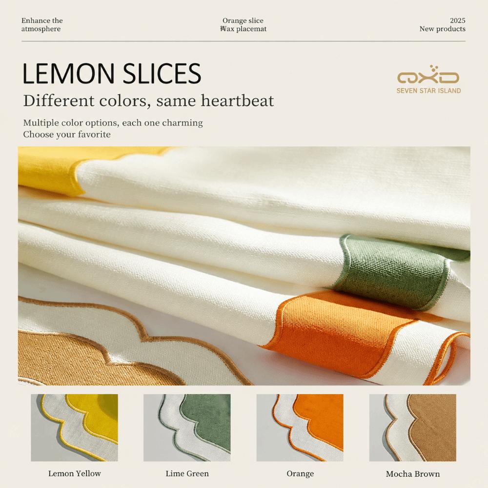 Heat Insulation Scalloped Linen Placemat Wear Resistant Machine Washable Textured Dining Placemat Restaurant Use
