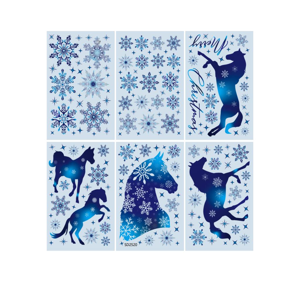 Christmas Window Stickers White Snowflake Elk Holiday Window Glass Door Decoration Stickers