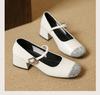 Spring Autumn Fashion Platform Sequin Buckle Women Mary Jane Shoes Designer New Leather Soft Sole Casual Ladies High Heels