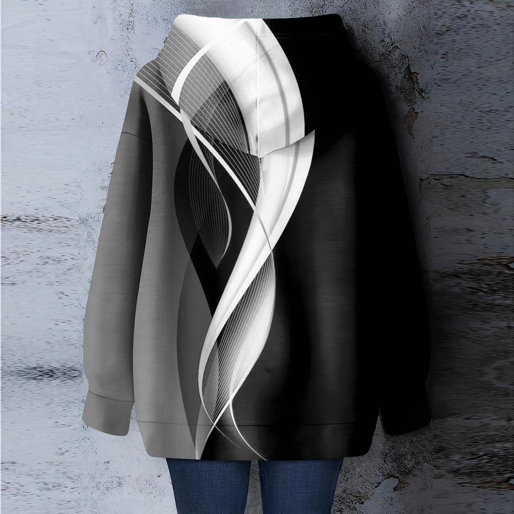 Women's Floral Print Loose Casual Long Sleeved Hooded Sweatshirt