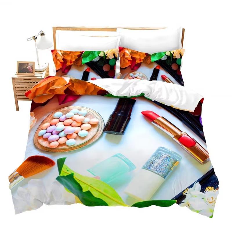 

Fashion Princess Dress Perfume Lipstick Duvet Cover King Full Women Cosmetic And Makeup Theme Bedding Set Microfiber Quilt Cover EU Single(135x200cm)