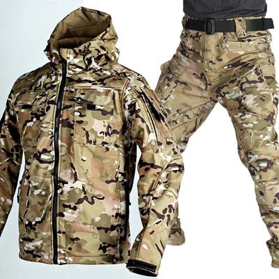 Heren Camouflage Tactisch Pak met Soft Shell, Meerdere Zakken en Fluwelen Voering voor Buitengebruik