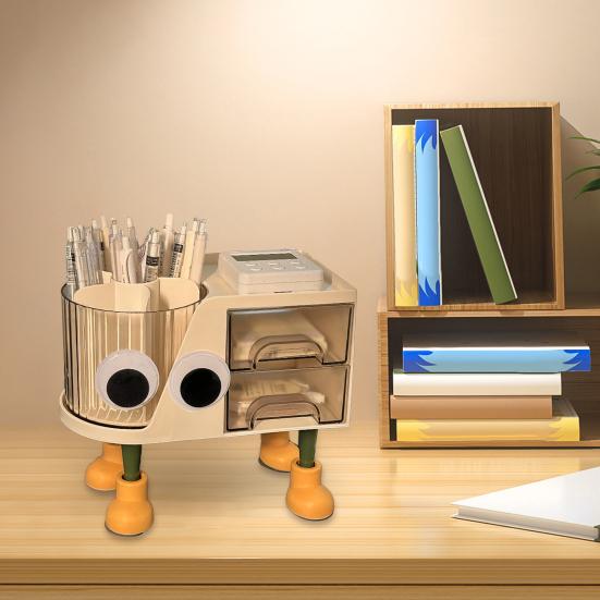 Yousheng Pencil Holder Large Capacity 360 Degree Rotating Desk Organizer Multi-Layer Zoning Storage Solution for Pens Rulers Scissors Office Desktop