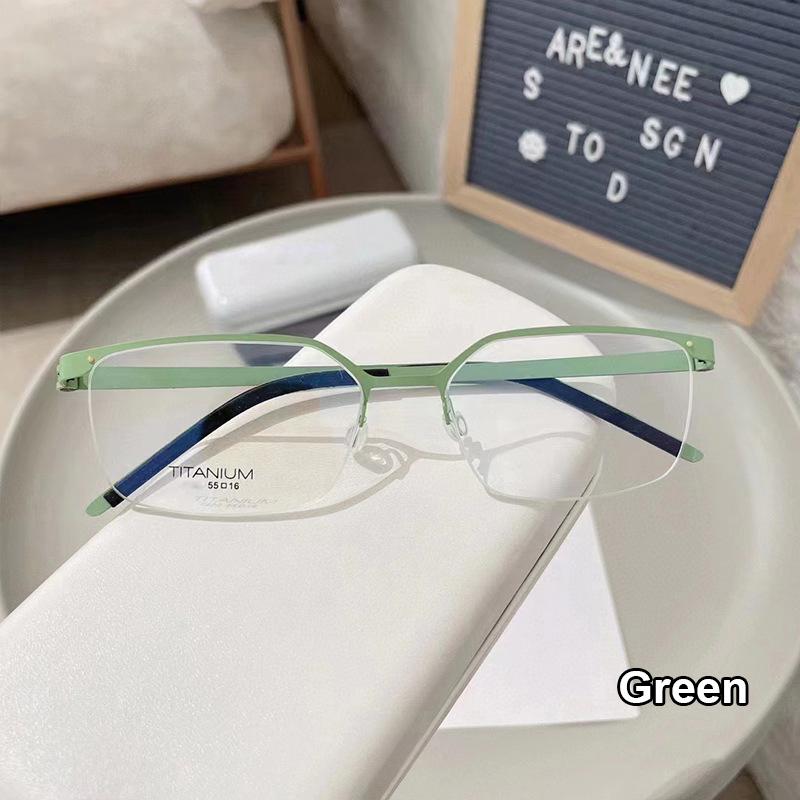 

Датский бренд того же дизайна, безвинтовые, сверхлегкие очки из чистого титана, полуободковая оправа для бровей, деловые мужские нестандартные очки Demo Lens зелёный