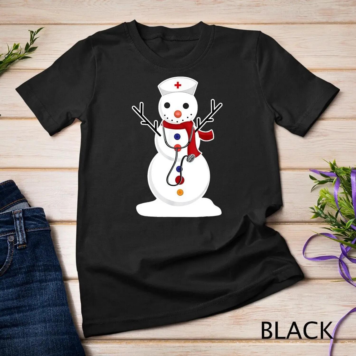Nurse Snow Man Nursing RN Registered Funny Christmas s T shirt S