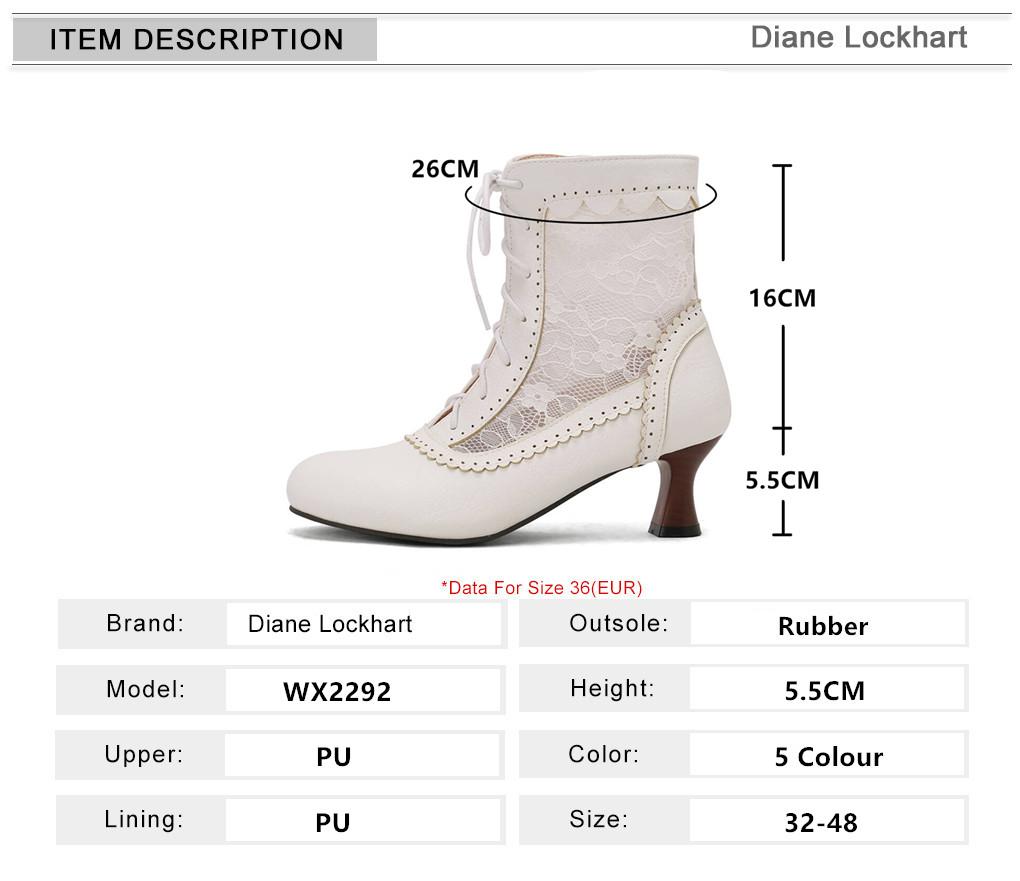 Fashion 2025 New Lace Up Hollow Mesh Victorian Ladies High Heel Shoes Strange Steampunk Boot Ankle Boots Women Thick Soled Short Boots