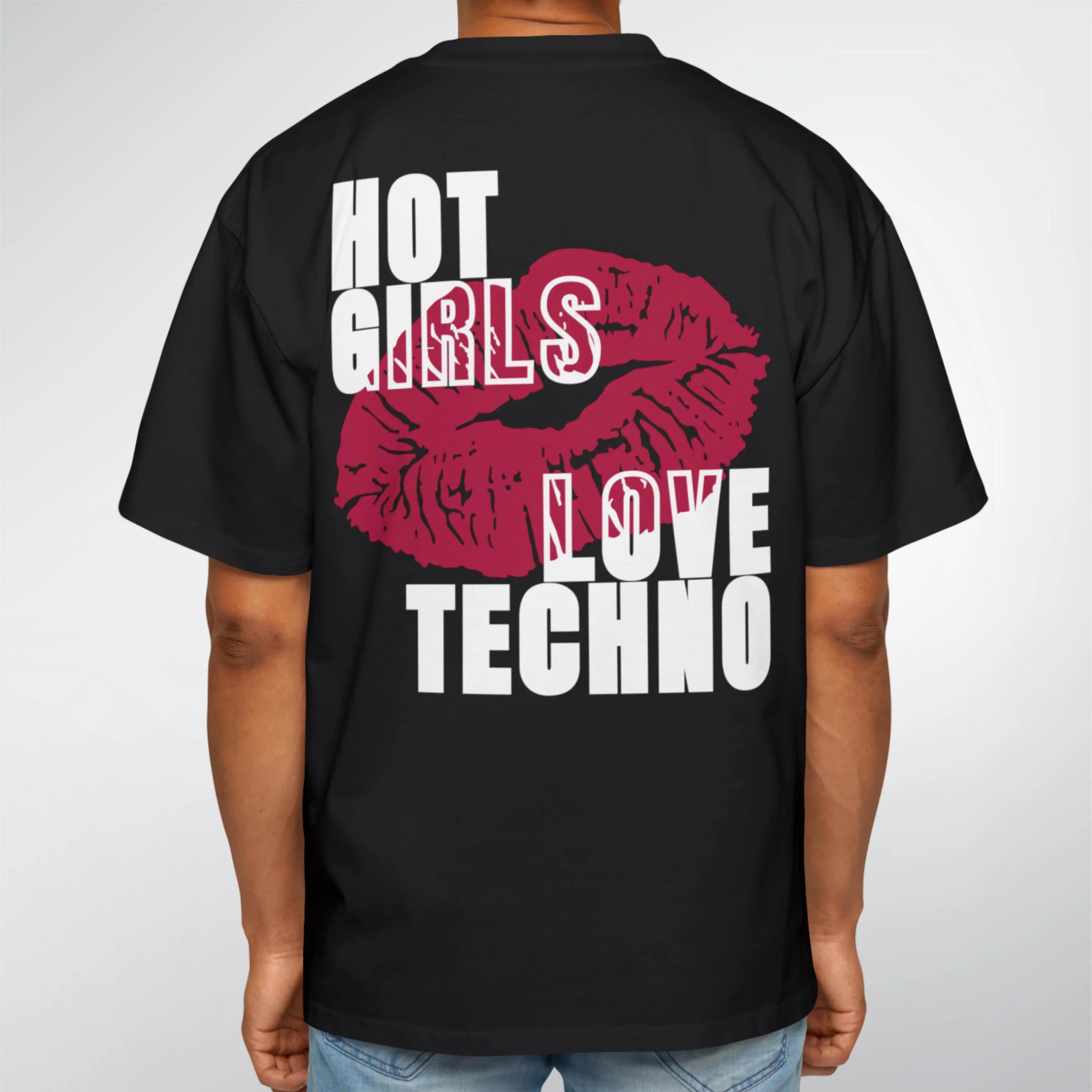 

Hot Girls Love Techno T-Shirt Rave Music Apparel Tee Clothing Graphic Short Sleeve Shirt Unisex Men Women All-Season 5XL різнокольоровий