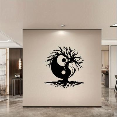 Metal Yin Yang Tree Mural Wall Art Zen Home Decor Spiritual Gift