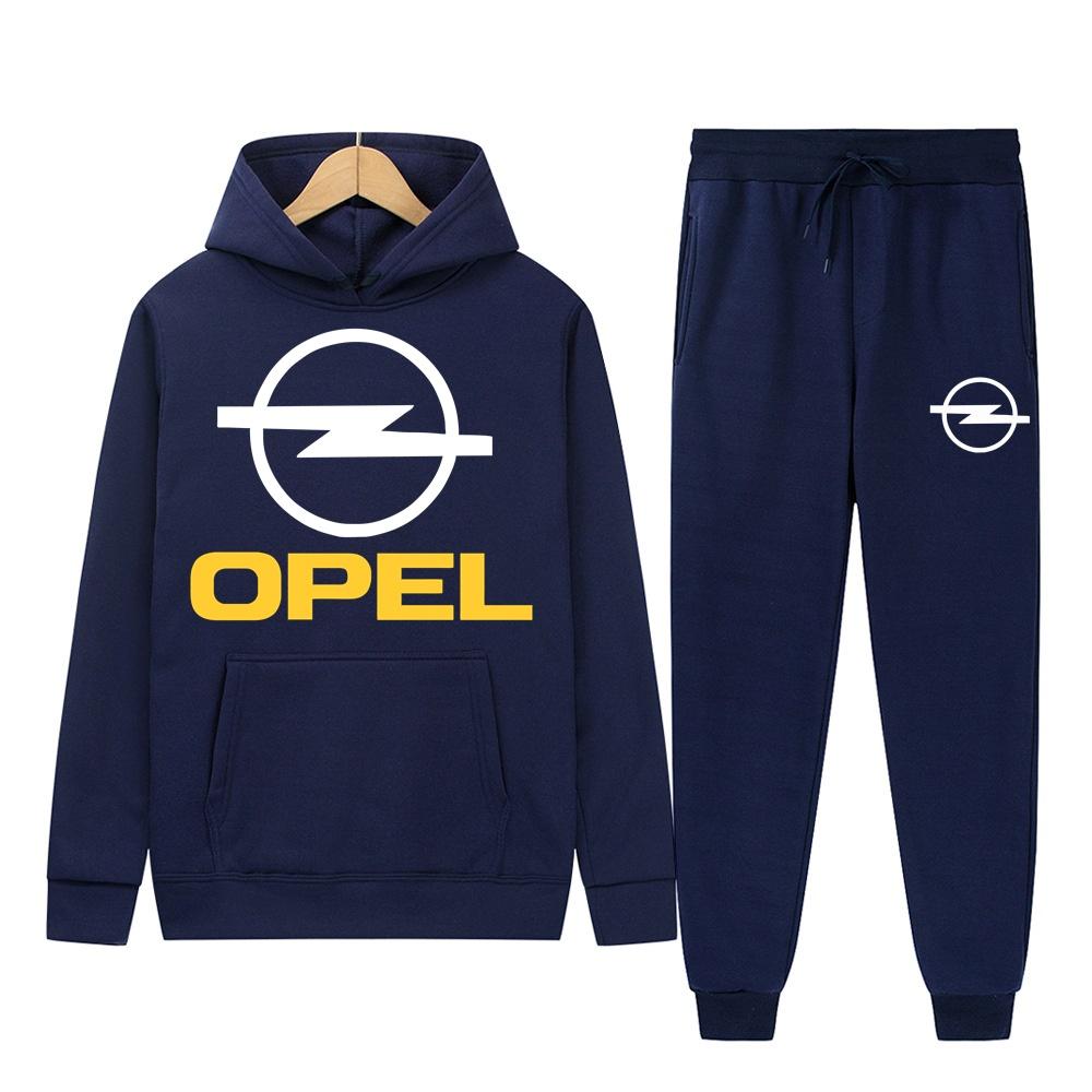 Men's Women 2Pcs Sets Fleece Sweatshirt Hoodies Pants OPEL Car Male Sportswear Tracksuits Unisex Ensemble Homme