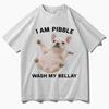 Funny I Am Pibble Wash My Belly Tshirt Harajuku Meme Aesthetic Humor Unisexs Cotton Short Sleeves Casual Cozy Y2k Tshirt Teenagers