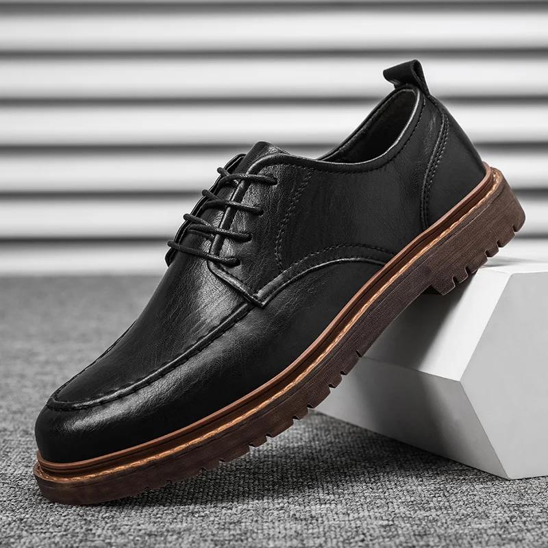Autumn New Men Shoes Casual Shoes Men Genuine Leather Shoes Work Boots Business Casual Sneakers