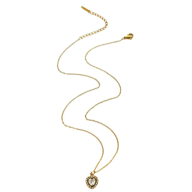 Versatile Geometric Charm Necklace With Sparkling Rhinestones Stainless Steel Clavicle Chain Adjustable Jewelry