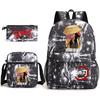 Demon Slayer Anime Print School Backpack Set 3Pcs Include Backpack Shoulder Bag Pencil Case for Boys Girls Students