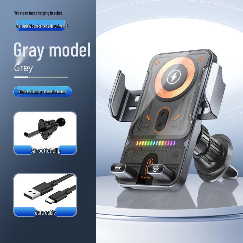 Dual Motor Electric Rotating Car Phone Holder with Wireless Fast Charging