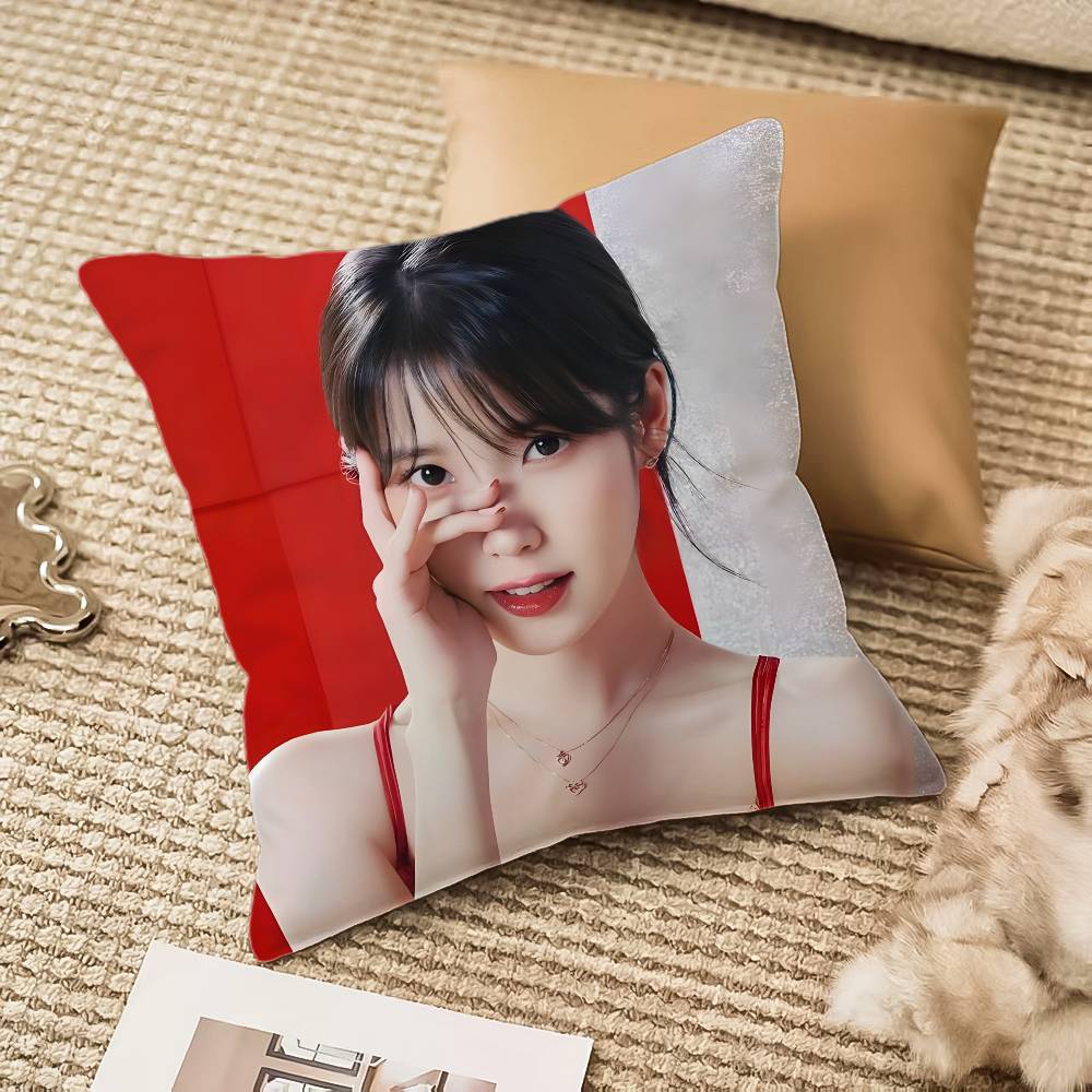 Певица L-Lee Ji Eun-MT IU Забавный Красивый Наволочка Комфорт Диван-кровать Шелковистый элегантный Невидимая молния Декоративный чехол для подушки 12x12Inch