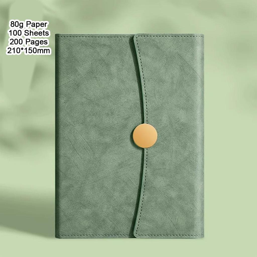 A5 Leather Buckle Notebook, Lined Pages, Business Meeting Record Book, Notepad, Student Diary, Travel Log, 100 Sheets, 200 Pages