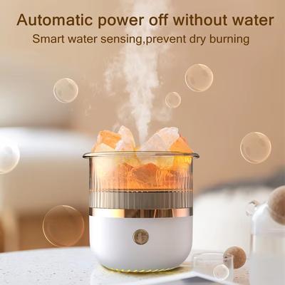 Humidificateur d'air électrique ultrasonique en pierre de cristal aromatique, diffuseur d'huiles essentielles avec veilleuse colorée USB pour la maison