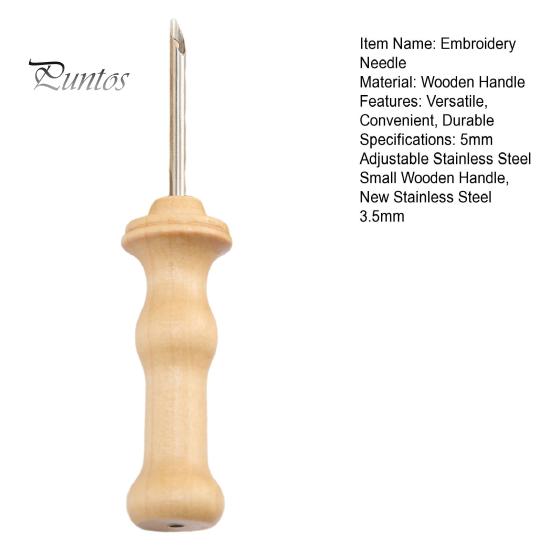 Embroidery Needle Wooden Handle Embroidery Punch Needle Pen Weaving Tool for DIY Craft Stitching Applique