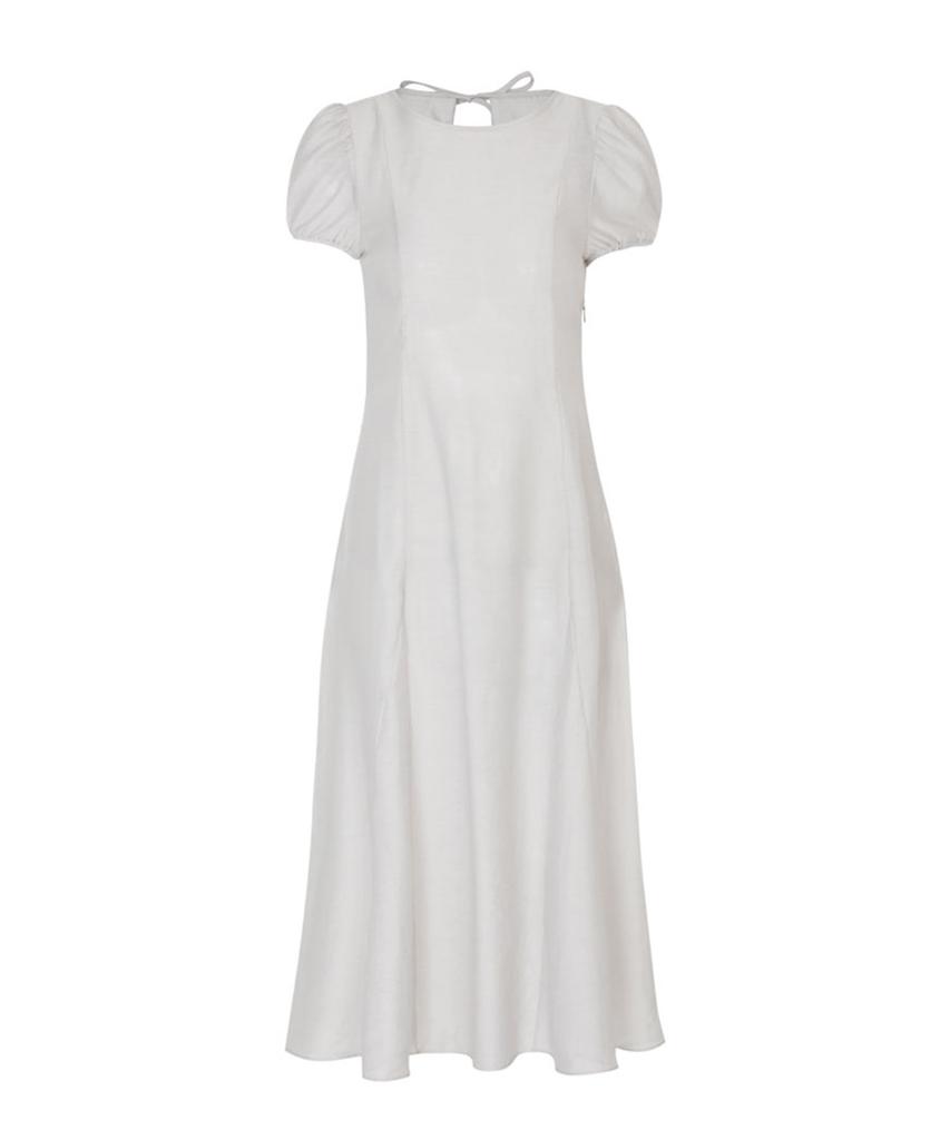 Lulu Seoul Sheer Puff Long Dress (Light Gray)