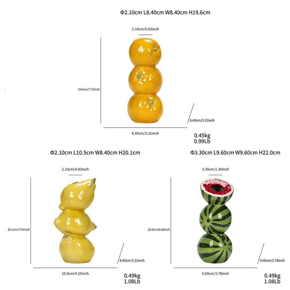 Orange Lemon Watermelon Fruit Model Vase Ceramic Crafts Flower Holder  Living Room Desktop