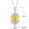 Sparkling Yellow Cubic Zirconia Necklace for Women's Wedding Anniversary Party Luxury Accessories Gifts Fashion Jewelry Pendant