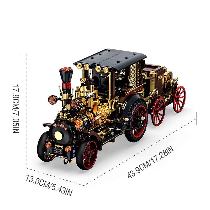 Creative 1331Pieces Vintage Mechanical Steam Car Building Blocks Retro Steam Punk Vehicle Desktop Decoration Bricks Toys