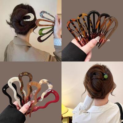 Luxury Acetate U-Shaped Hairpin: Modern Chinese Style Updo Comb for Women