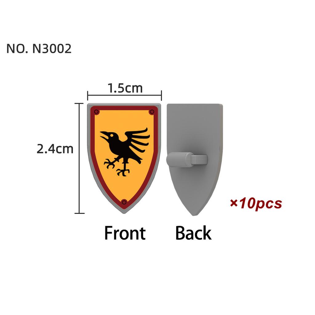 Mittelalterliche Militärburg Ritter Rüstung Bausteine Schulterpanzer Rüstungszubehör Roter Löwe Schwarzer Adler Waffensteine Spielzeug