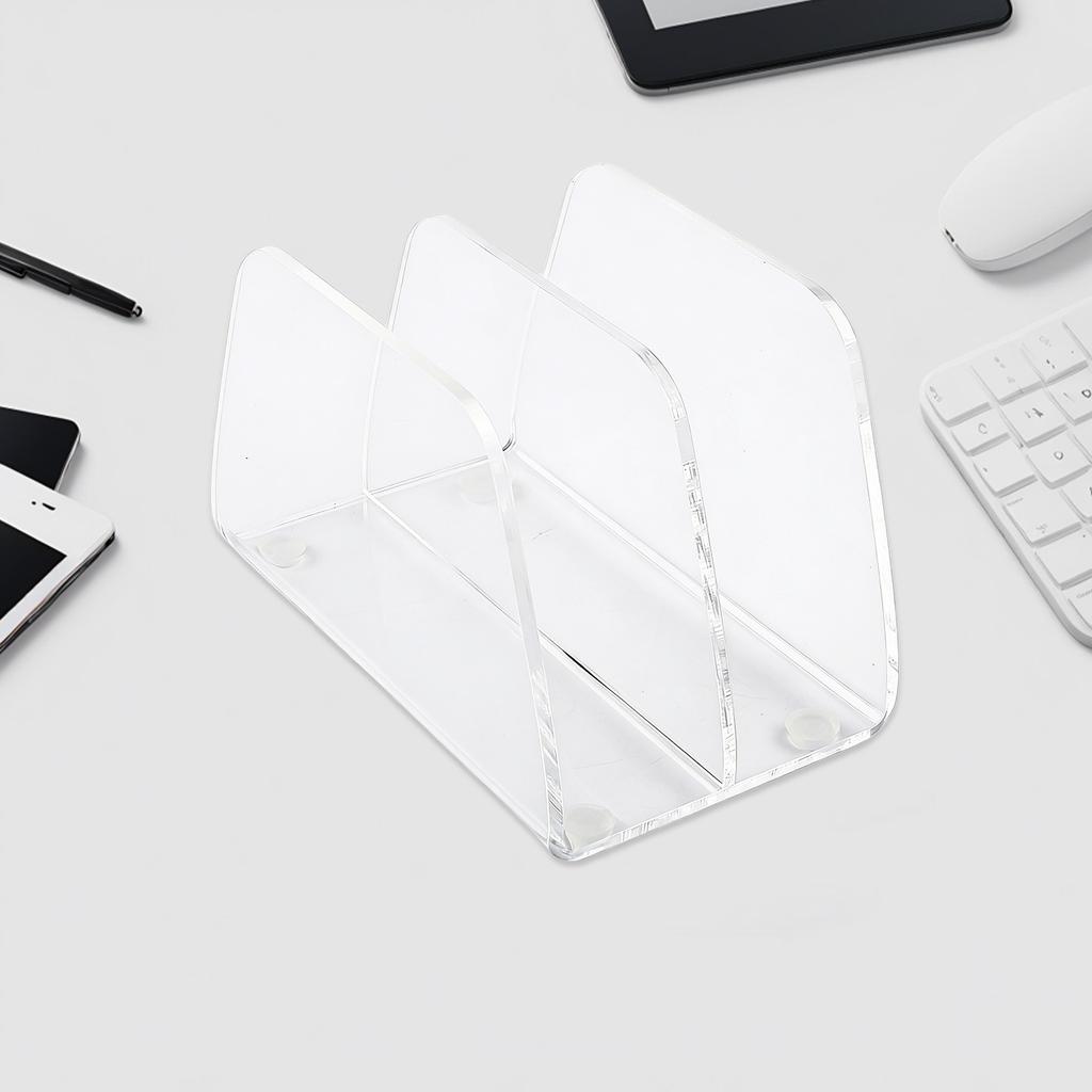 Letter Sorter Clear Desk Organizer For Home Office 2-compartment Design Thick Acrylic Construction Smooth Rounded Edges For Home