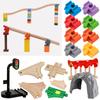 New Wooden Train Track Adapter Rail Building Block Connector Compatible All Brand Wood Railway Wooden Train Track Accessories