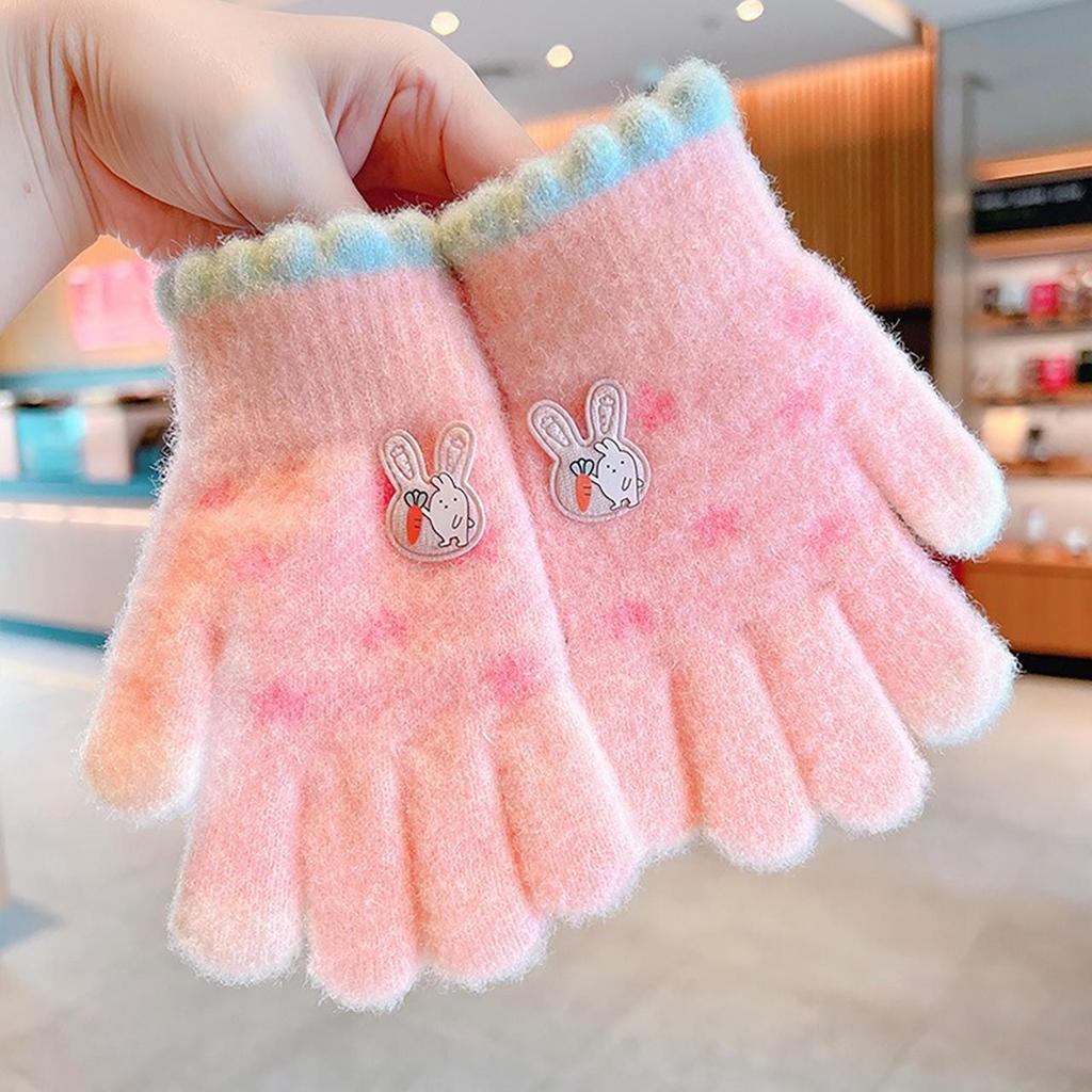 Cute Rabbit Kids Gloves Winter Warm Children Split Finger Mittens 1-6year Boy Girl Hand Covers Baby Knit Glove Outdoor Handguard