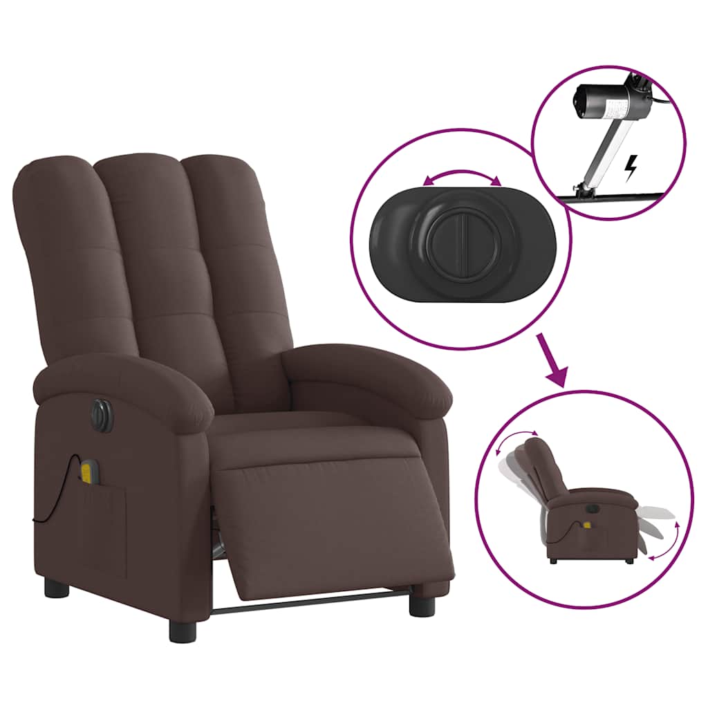 Electric Massage Chair Dark Brown Fabric