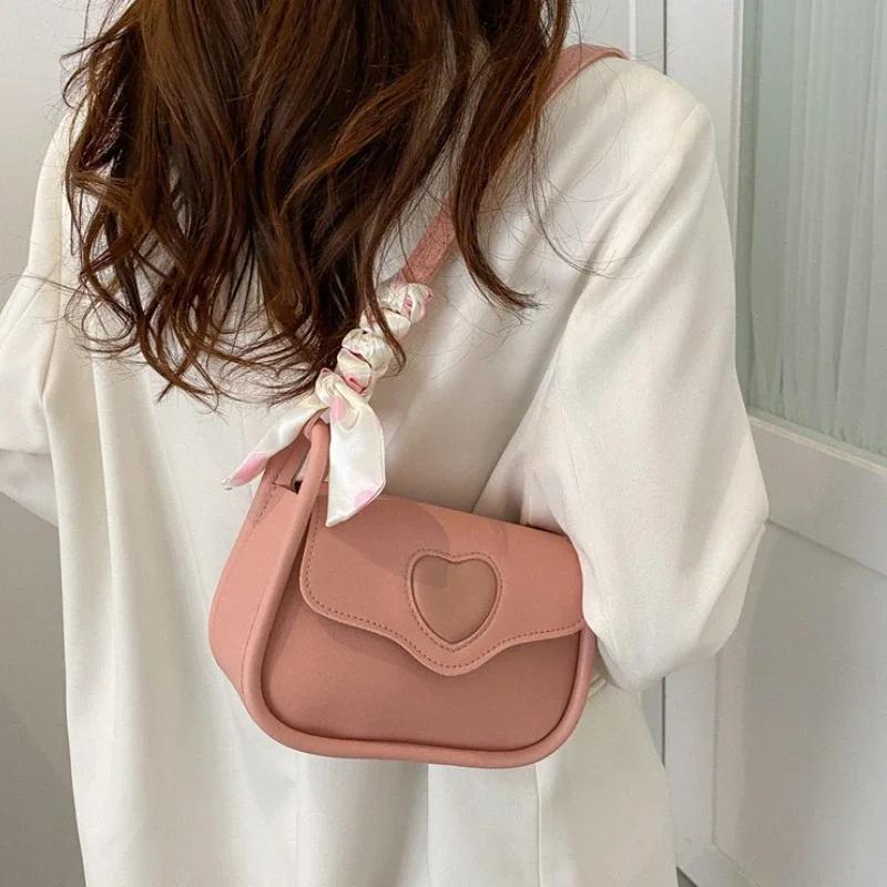 Hot Models Cute Lovely Women's Small Square Shoulder Bag Fashion Women's Crossbody Simple Women's Purse Handbag with Scarf