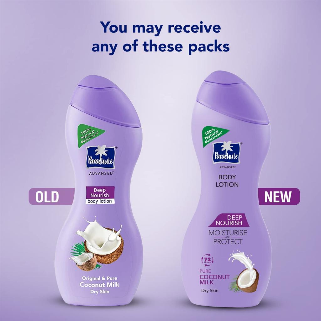 PARACHUTE Advansed Deep Nourish Body Lotion 250ml For Dry Skin With Coconut Milk 72h Hydration Fast Absorbing Non Sticky Glow