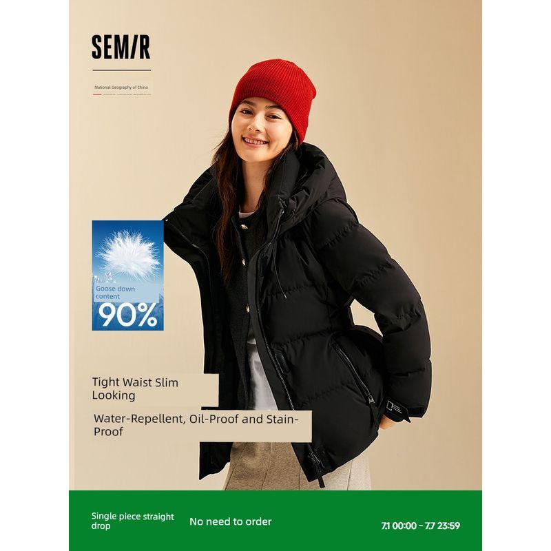 

[Same Style with Mall] Senma Chinese National Geographic Series down Jacket Women s Windproof 2024 Winter New Arrival Three-Proof Clothes Black (gray goose down) 90001 170/92A/XL