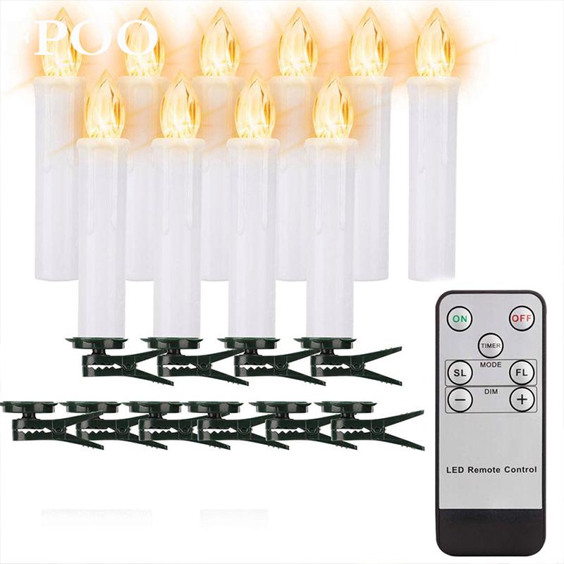 LED Flickering Flames Candles with Timer Remote, Christmas Tree Candle, Battery Operated, New Year Decoration, Home decor Candle